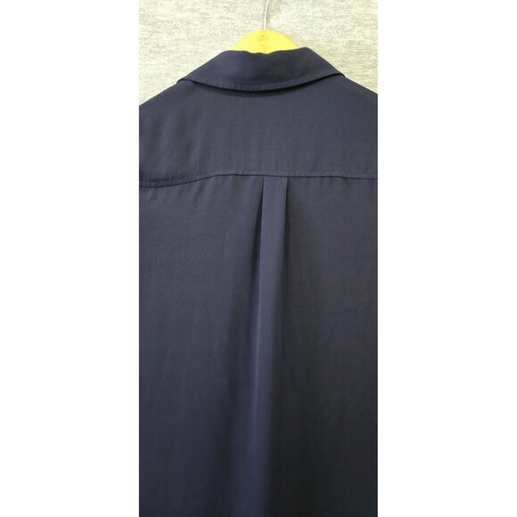 New York & Co Women Blouse Roll Tab Sleeve Button-Down Navy Size Medium - Picture 6 of 9